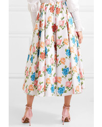 Emilia Wickstead Jane Pleated Floral Print Cloqu Midi Skirt