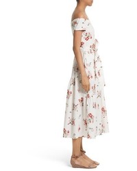 Rebecca Taylor Marguerite Floral Off The Shoulder Midi Dress
