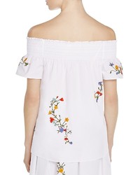 Tory Burch Eliza Embroidered Floral Off The Shoulder Top
