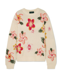 Alanui Oversized Embroidered Floral Intarsia Cashmere Sweater