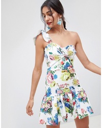 ASOS DESIGN Floral One Shoulder Mini Dress