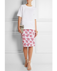 Nina Ricci Floral Jersey Jacquard Pencil Skirt