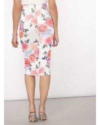 Dorothy Perkins Tall Pink Floral Pencil Skirt