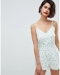 ASOS DESIGN Cami Playsuit With Shirred Waist And In Print