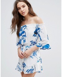 Love Other Things Off The Shoulder Floral Print Romper