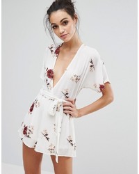 Love Other Things Tie Back Romper In Floral Print