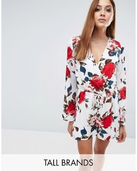 Parisian Tall Wrap Front Romper In Floral Print