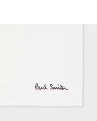 Paul Smith White Floral Smile Print Silk Pocket Square