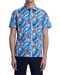 Bugatchi Tropical Floral Cotton Polo In Classic Blue At Nordstrom