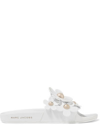 Marc Jacobs Floral Appliqud Rubber Slides White