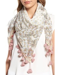 White Floral Scarf