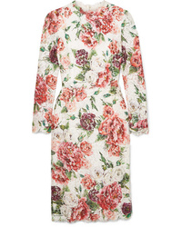 Dolce & Gabbana Floral Print Corded Lace Midi Dress