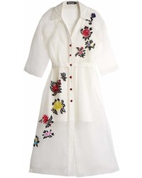 House of Holland Floral Embroidered Silk Shirtdress