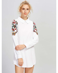 Shein Shoulder Embroidery Shirt Dress
