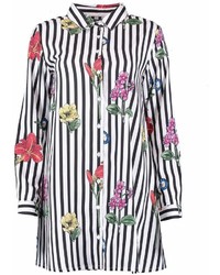 Boohoo Tyler Stripe Floral Print Shirt Dress