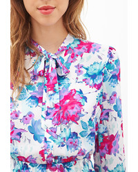 Forever 21 Watercolor Floral Shirt Dress