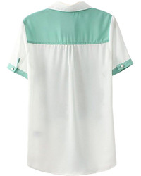 Choies White Vintage Floral Contrast Color Chiffon Shirt