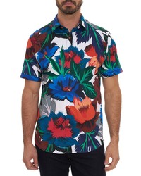 Robert Graham Floral Confusion Short Sleeve Stretch Button Up Shirt