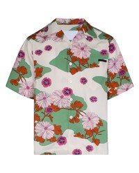 Prada Floral Print Cotton Bowling Shirt