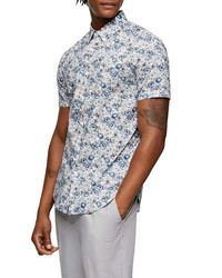 Topman Floral Short Sleeve Button Up Shirt