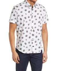 Stone Rose Floral Short Sleeve Stretch Button Up Shirt In White At Nordstrom