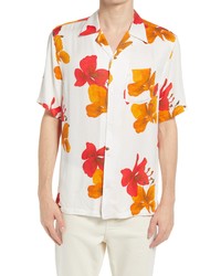AllSaints Kew Floral Short Sleeve Button Up Camp Shirt
