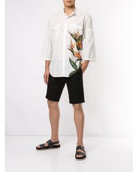 Dolce & Gabbana Mandarin Collar Shirt With Bird Of Paradise Print