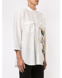 Dolce & Gabbana Mandarin Collar Shirt With Bird Of Paradise Print
