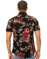 Elwood The Floral Ss Buttondown Shirt In Black Red