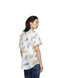Naked and Famous Denim White Flower Painting Easy Shirt