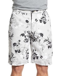White Floral Shorts