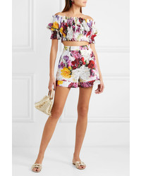 Dolce & Gabbana Floral Print Cotton Poplin Shorts