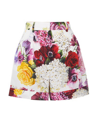 Dolce & Gabbana Floral Print Cotton Poplin Shorts
