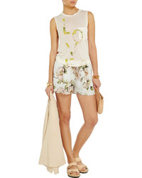 Haute Hippie Floral Print Silk Chiffon Shorts