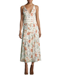 Haute Hippie Heliopolis Sleeveless A Line Floral Print Dress W Corset