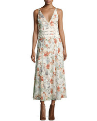 Haute Hippie Heliopolis Sleeveless A Line Floral Print Dress W Corset