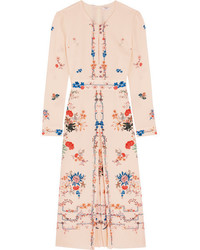 Vilshenko Jerry Floral Print Silk Crepe De Chine Dress Blush
