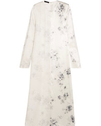 Calvin Klein Collection Larrew Floral Print Silk Crepe De Chine Dress Ivory