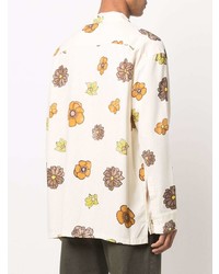 Cmmn Swdn Floral Print Long Sleeve Silk Shirt