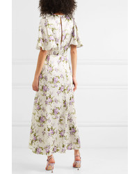 Les Rêveries Floral Print Silk Charmeuse Maxi Dress