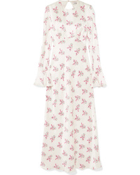 Les Rêveries Floral Print Silk Satin Maxi Dress