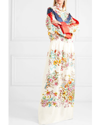 Gucci Floral Print Silk Twill Maxi Dress