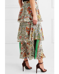 Etro Tiered Printed Silk Jacquard Maxi Skirt
