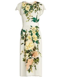 Dolce & Gabbana Floral Print Silk Blend Charmeuse Midi Dress