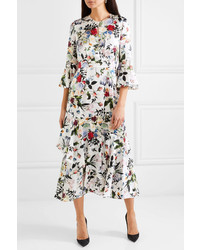 Erdem Florence Floral Print Silk Midi Dress