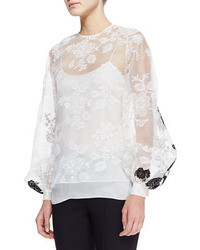 White Floral Silk Shirt