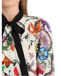 Gucci Floral Silk Cady Crepe Shirt Dress