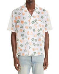 Bode Floral Short Sleeve Silk Button Up Camp Shirt