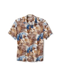 Tommy Bahama Garden Of Hope Courage Regular Fit Short Sleeve Silk Button Up Shirt