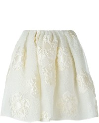 White Floral Silk Skirt